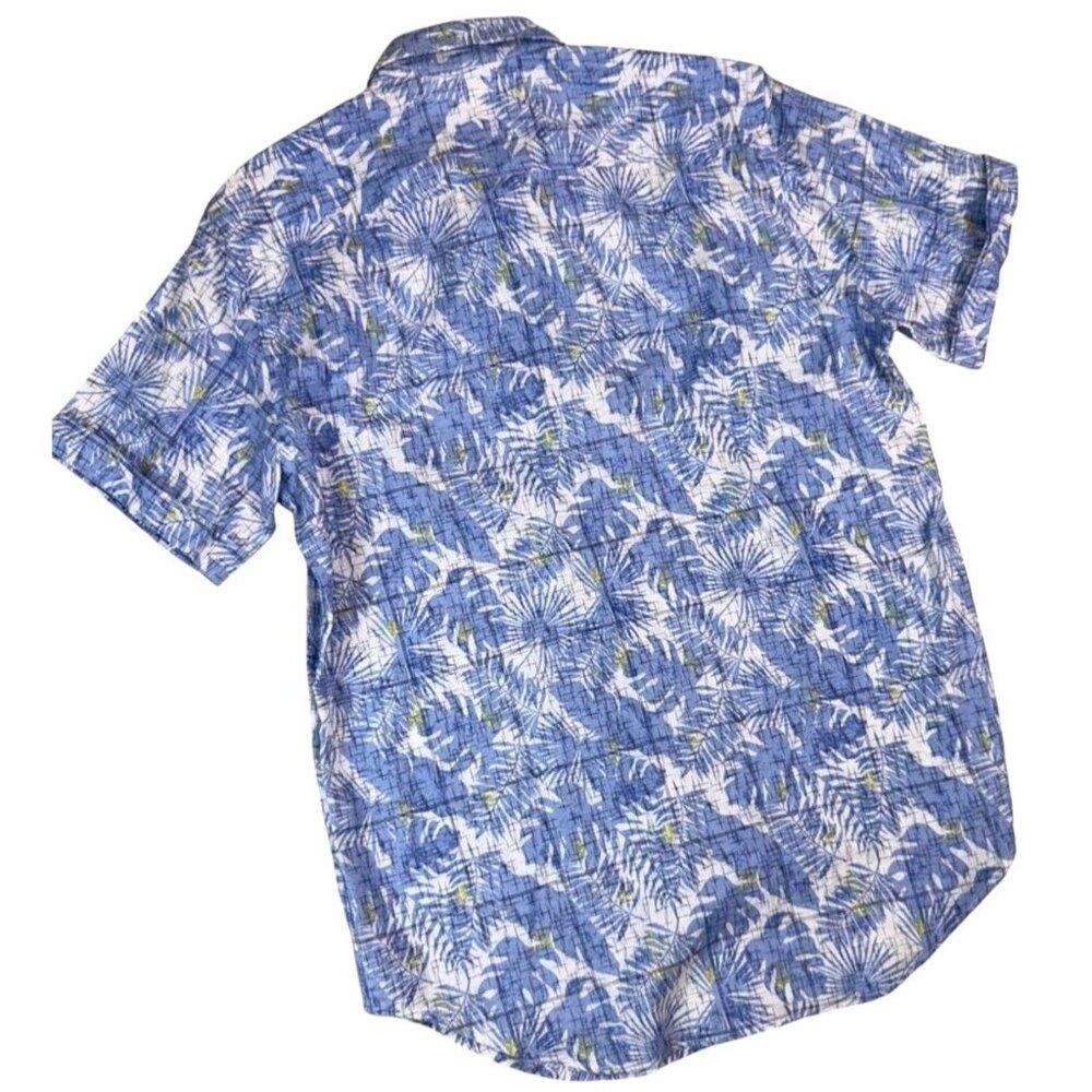 Robert Graham Spencer Floral Tropical‎ Leaf Blue White S/S Shirt Men's S NEW - Picture 3 of 10